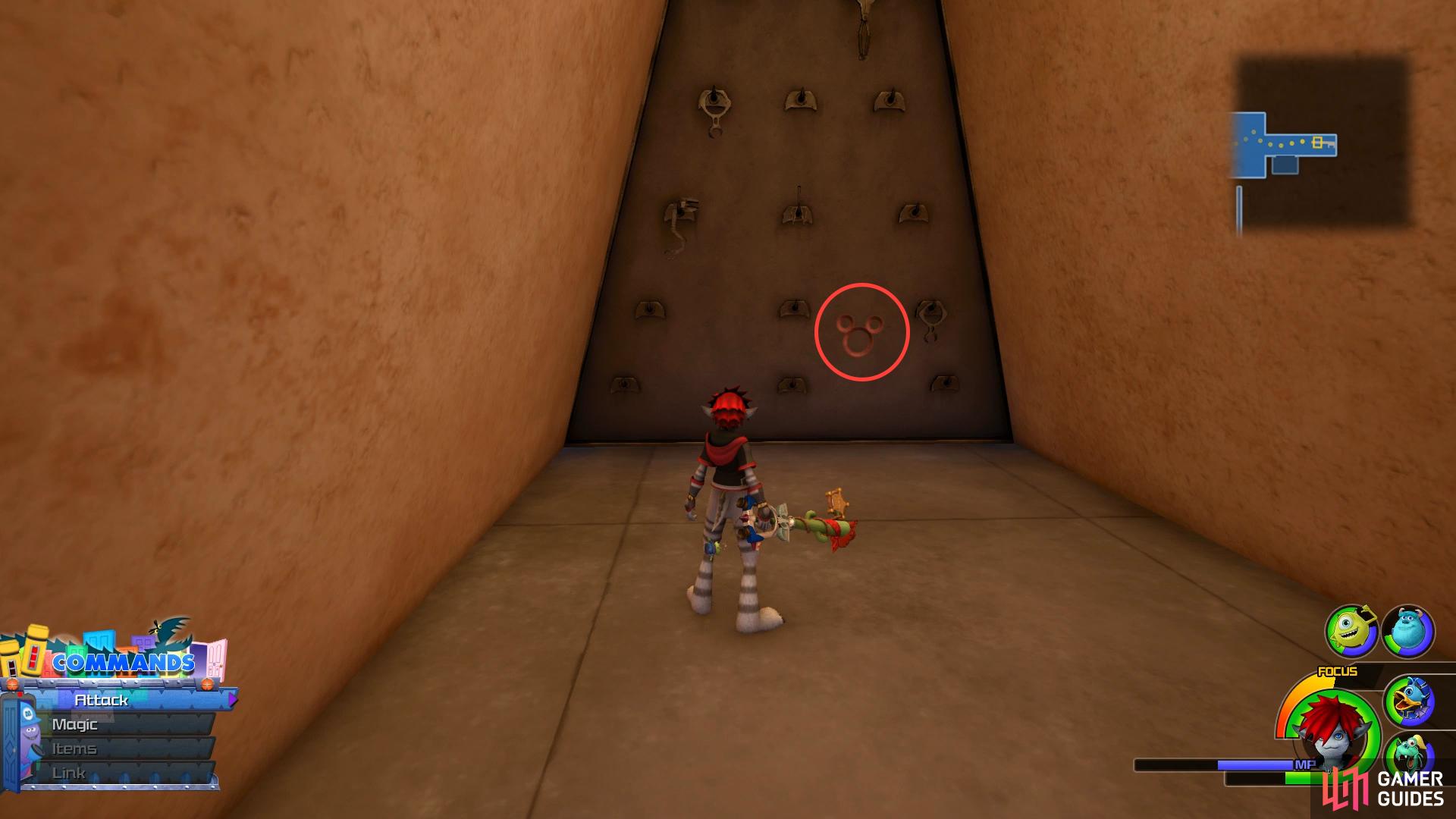 Look on the wall here to discover a Lucky Emblem.