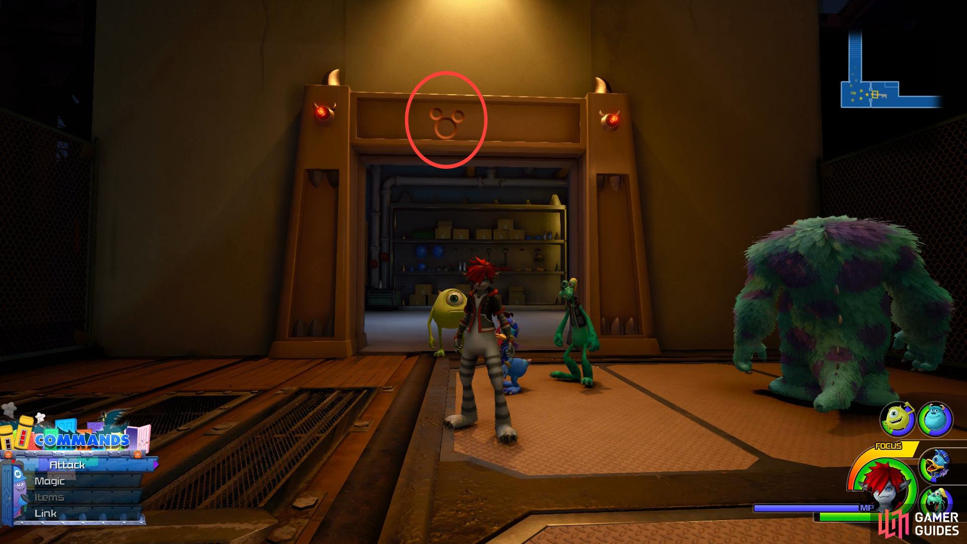 Look on the frame of this door to snap the Lucky Emblem.