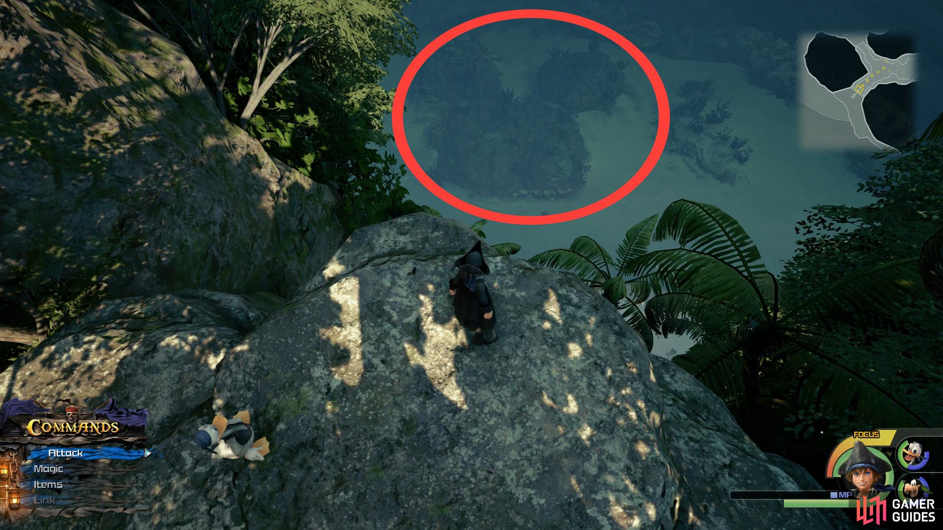 You can make out another Lucky Emblem in the sea from this position.