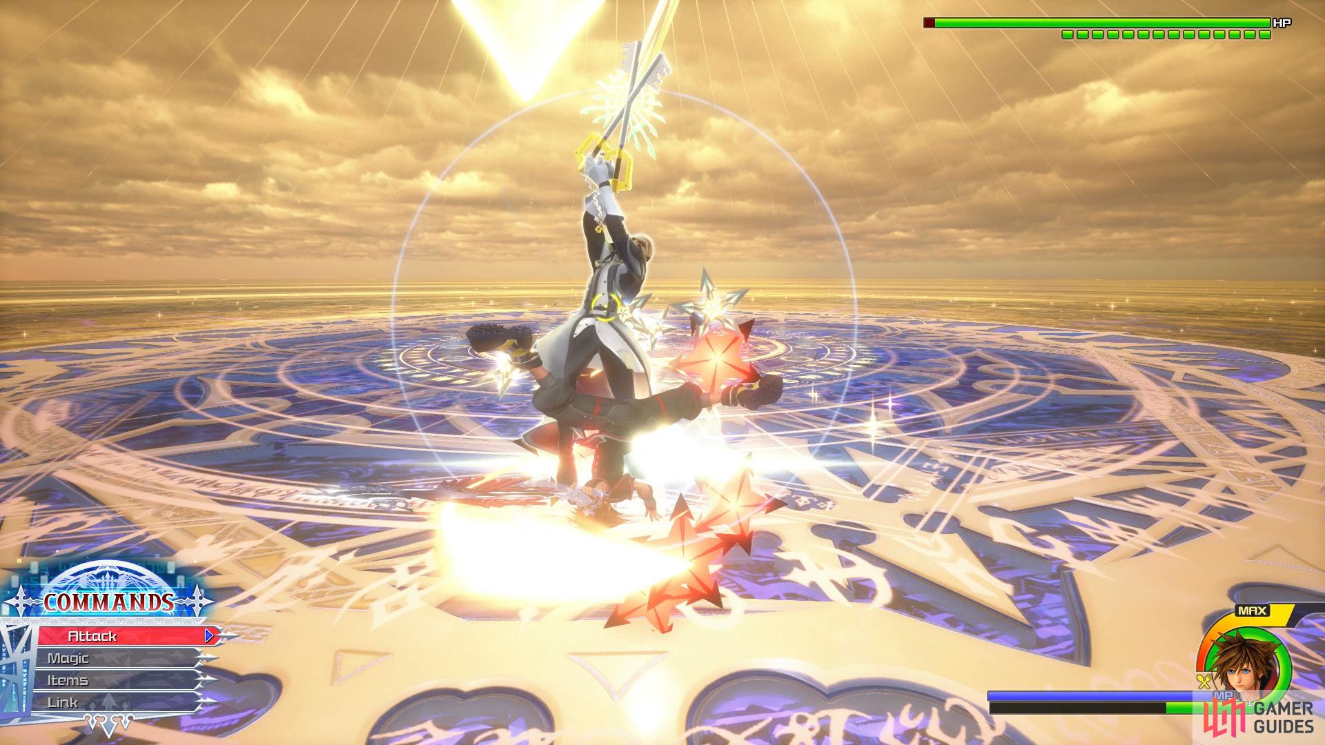 you can block and counter his Keyblade Combo