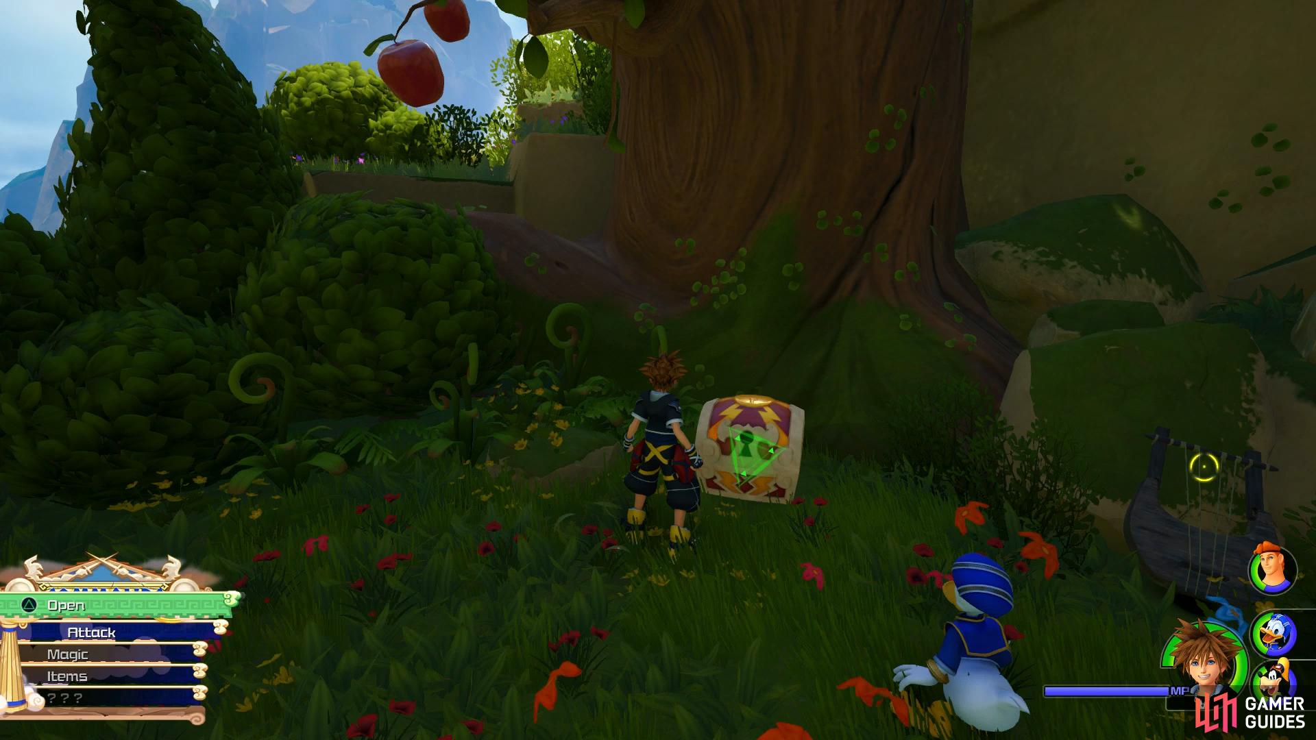 Look under the apple tree for this chest.
