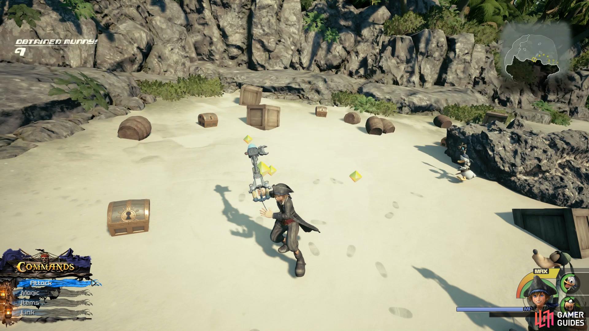 Loot these chests after defeating the Heartless first.