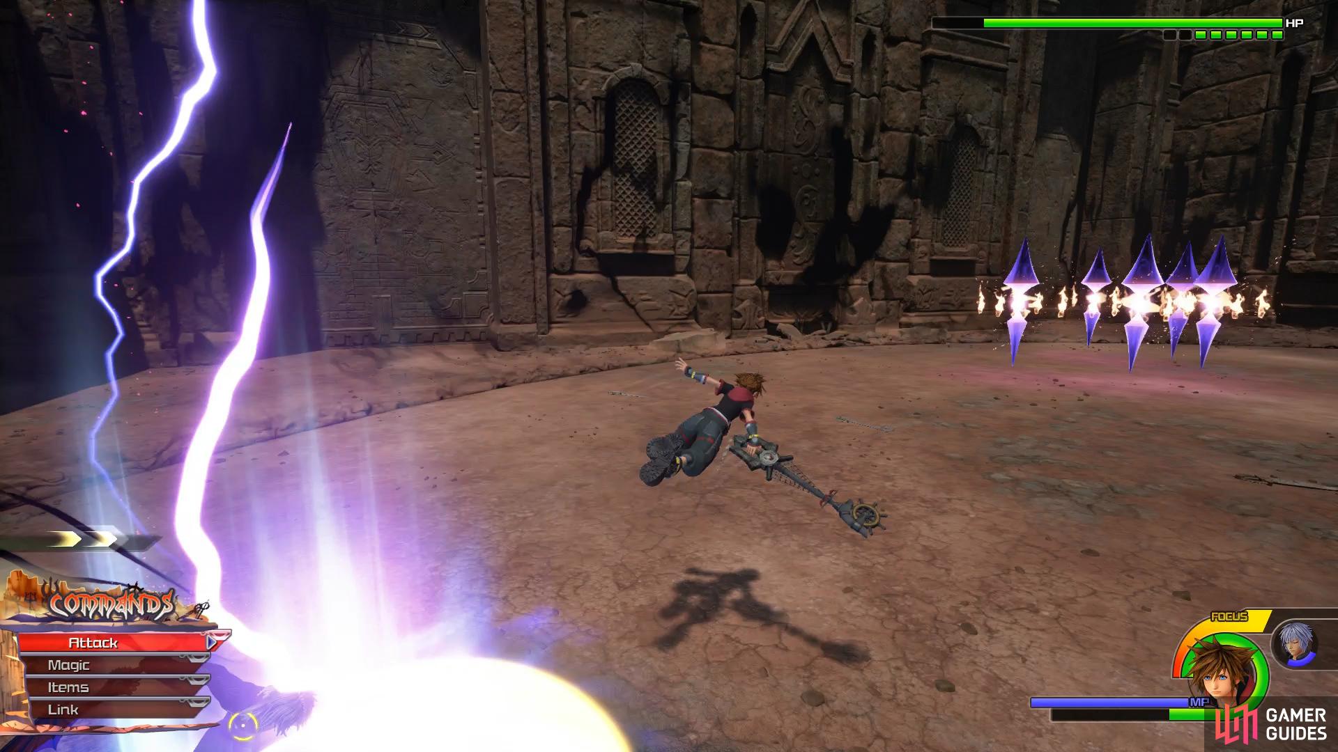 Glide around during Dark Riku's special attack.
