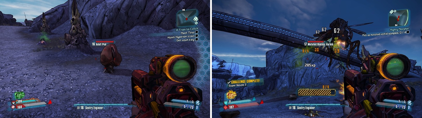 Wait until the Varkids go into their pods (left), then run up and inject them to spawn the Mutated ones (right).