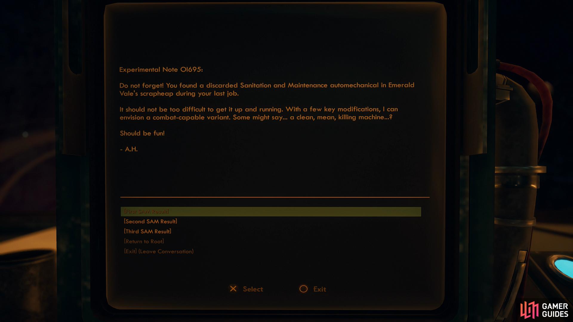 Finally check Hawthorne’s terminal to find out how Hawthorne intended to get SAM combat-ready.