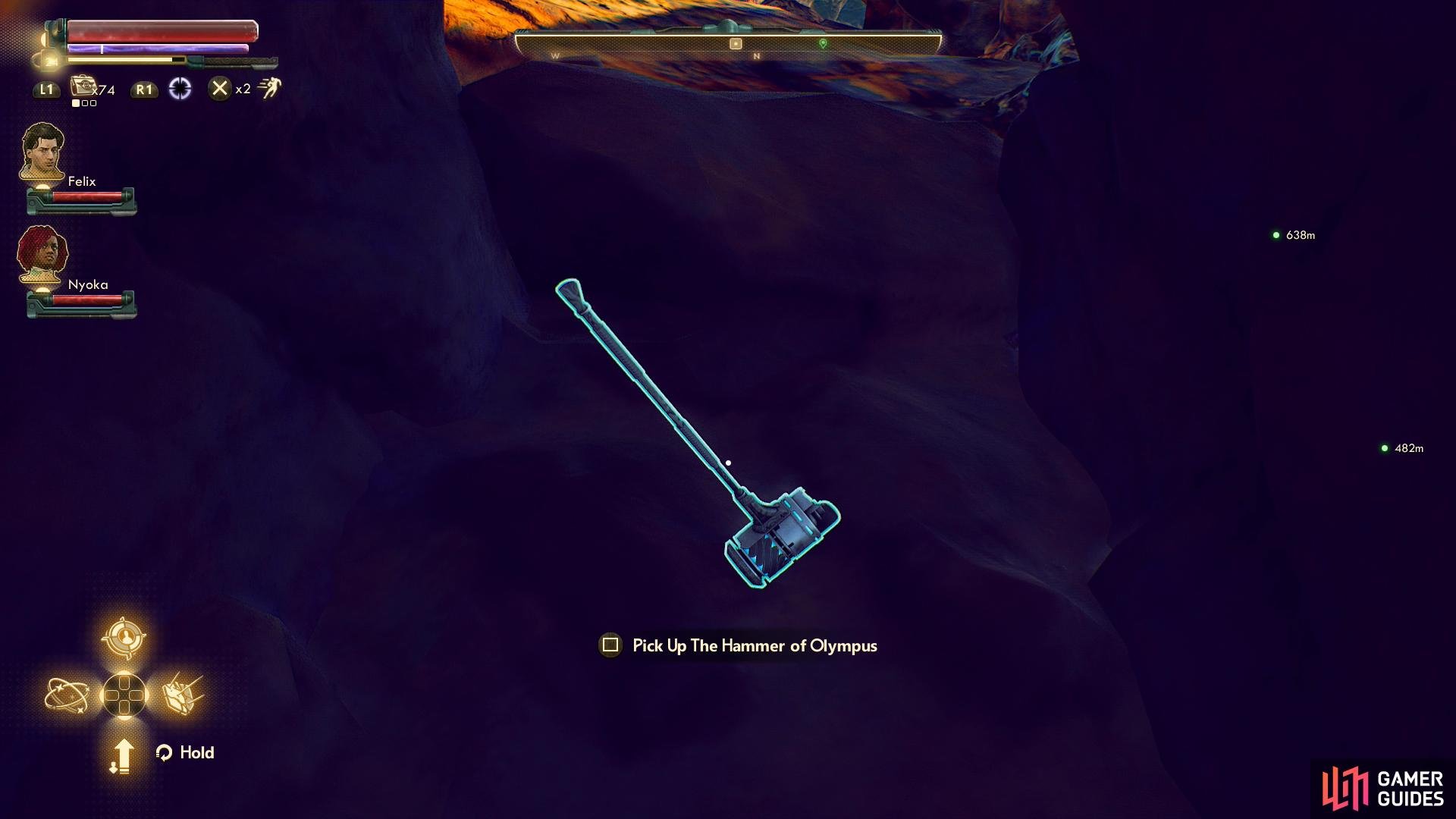 In the mountain paths this route leads to you can also find the Sundered Rock location, where The Hammer of Olympus can be claimed.