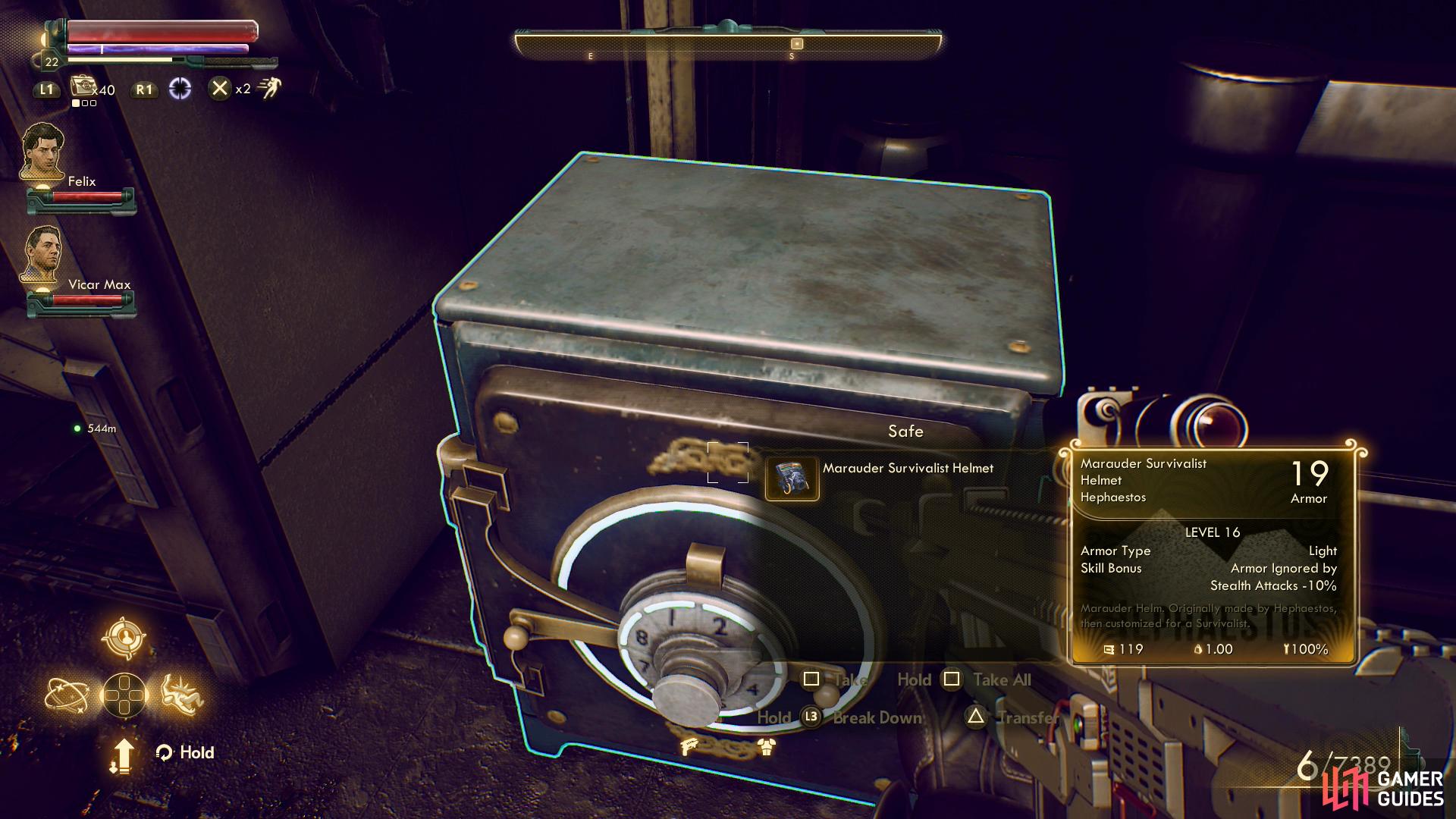 Loot a safe in the second floor of the pub to find the Marauder Survivalist Helmet.