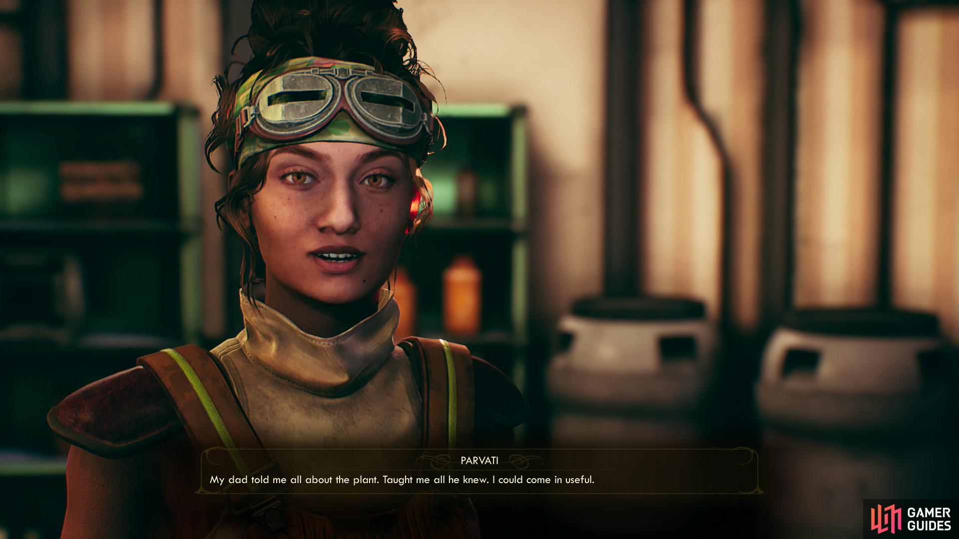 Parvati will offer to join you and help you find your Power Generator.