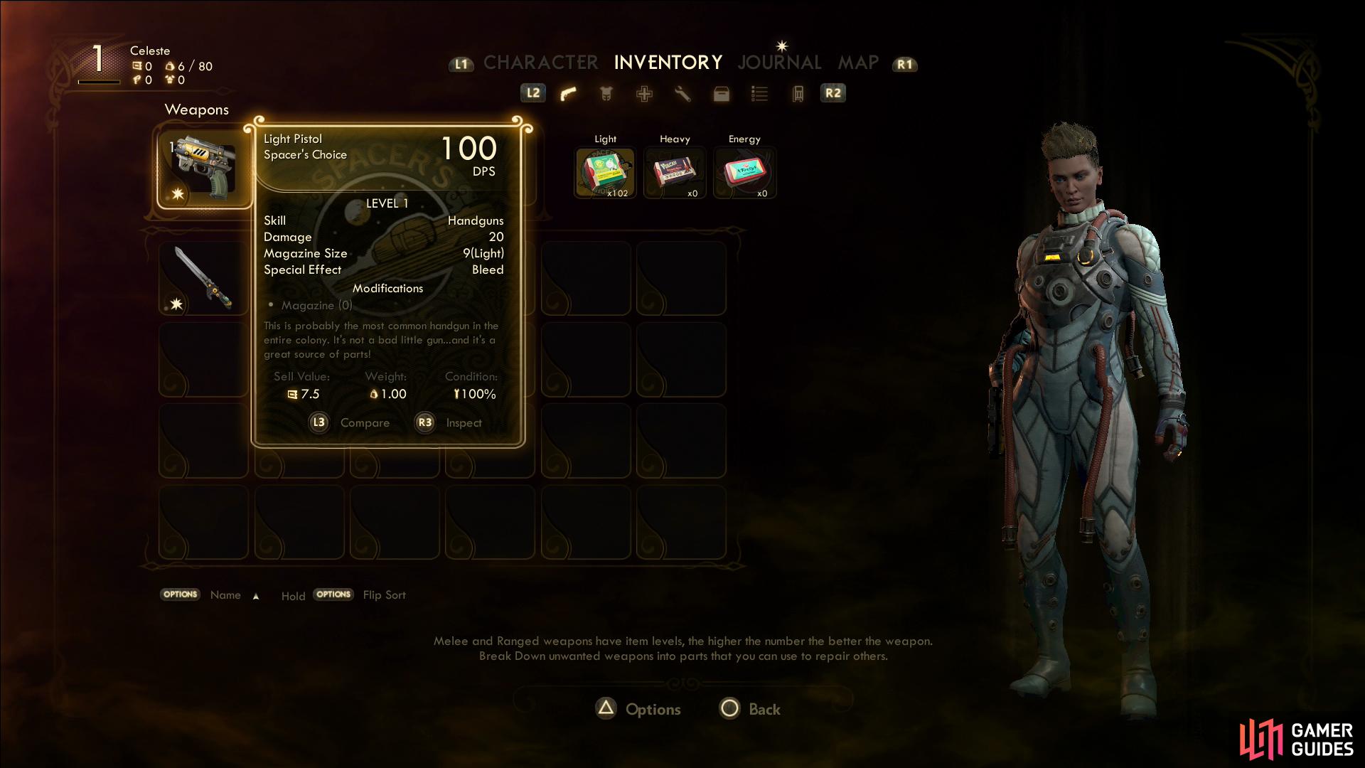 You can equip weapons and armor via your inventory menu.