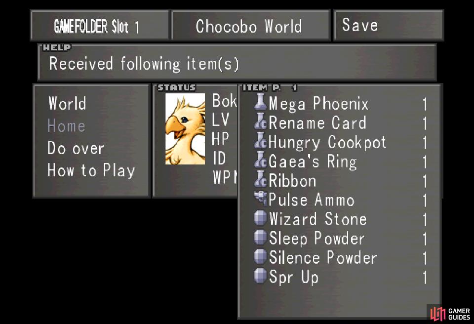 which you can use to gain impressive items from Chocobo World.