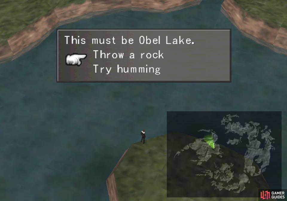 Search around Obel Lake until you're prompted to interact with it.