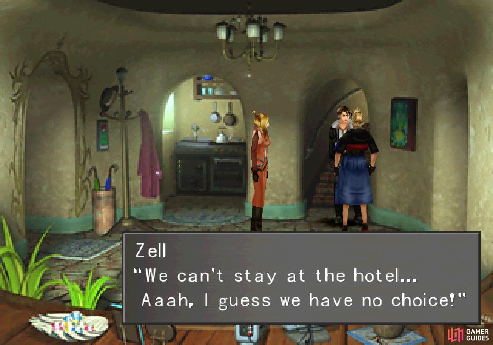 then return to Zell's house to finally gain access to his room
