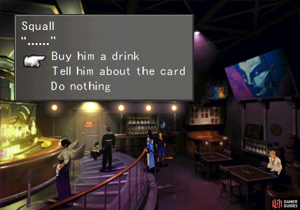 Give him the alcohol he wants or give his card back to compel him to move.