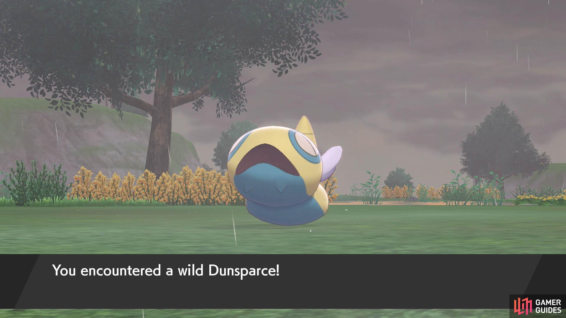 Dunsparce can be found on the overworld as well, but it's rarer and liable to flee when agitated.