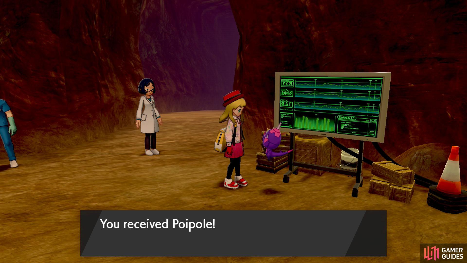 To evolve Poipole, it needs to learn Dragon Pulse. Speak to the Move Relearner (fella on the left) in any Pokémon Centre to do this.