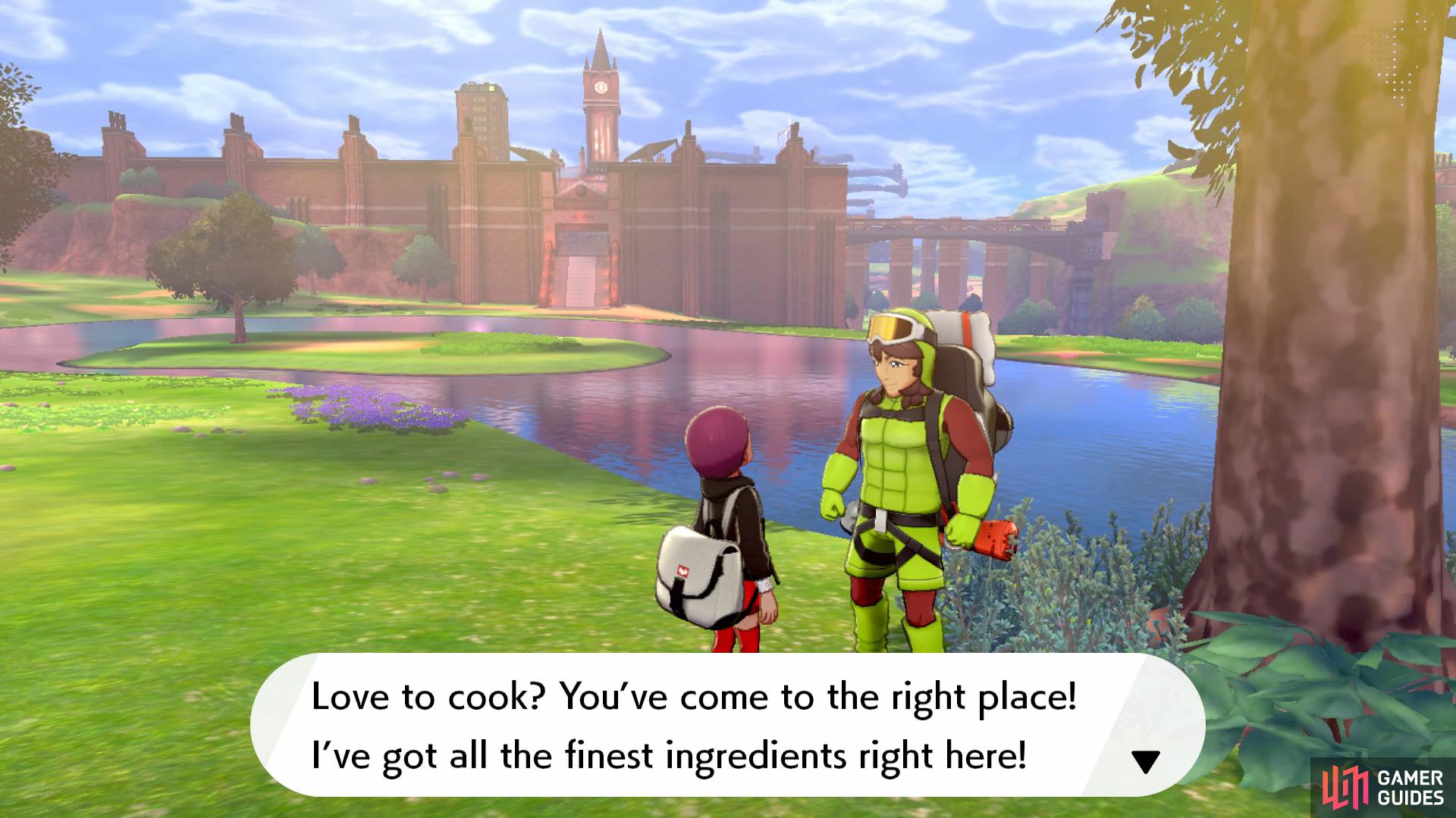 Head along the path to the north and search the eastern tree to find the Ingredient Seller.