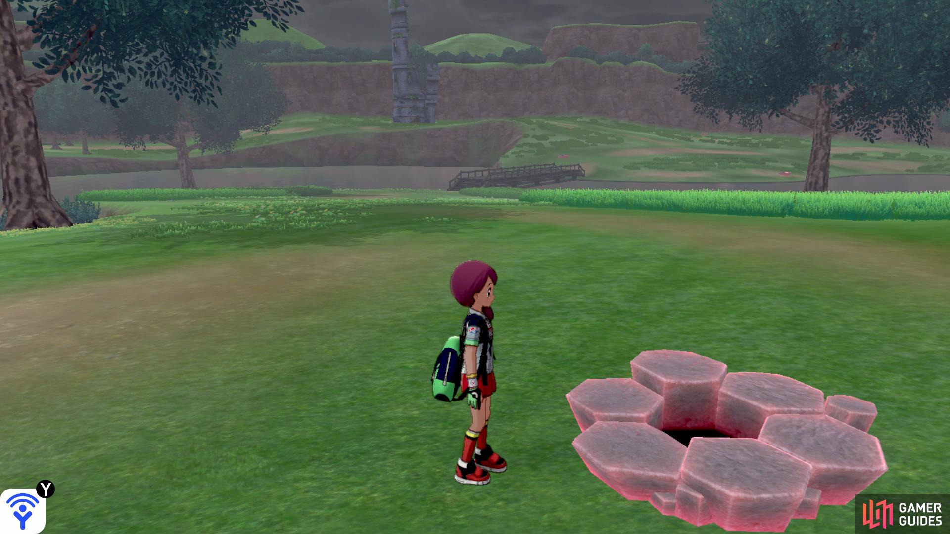 Head north along the dirt path and you'll find this Den just before you leave Rolling Fields.