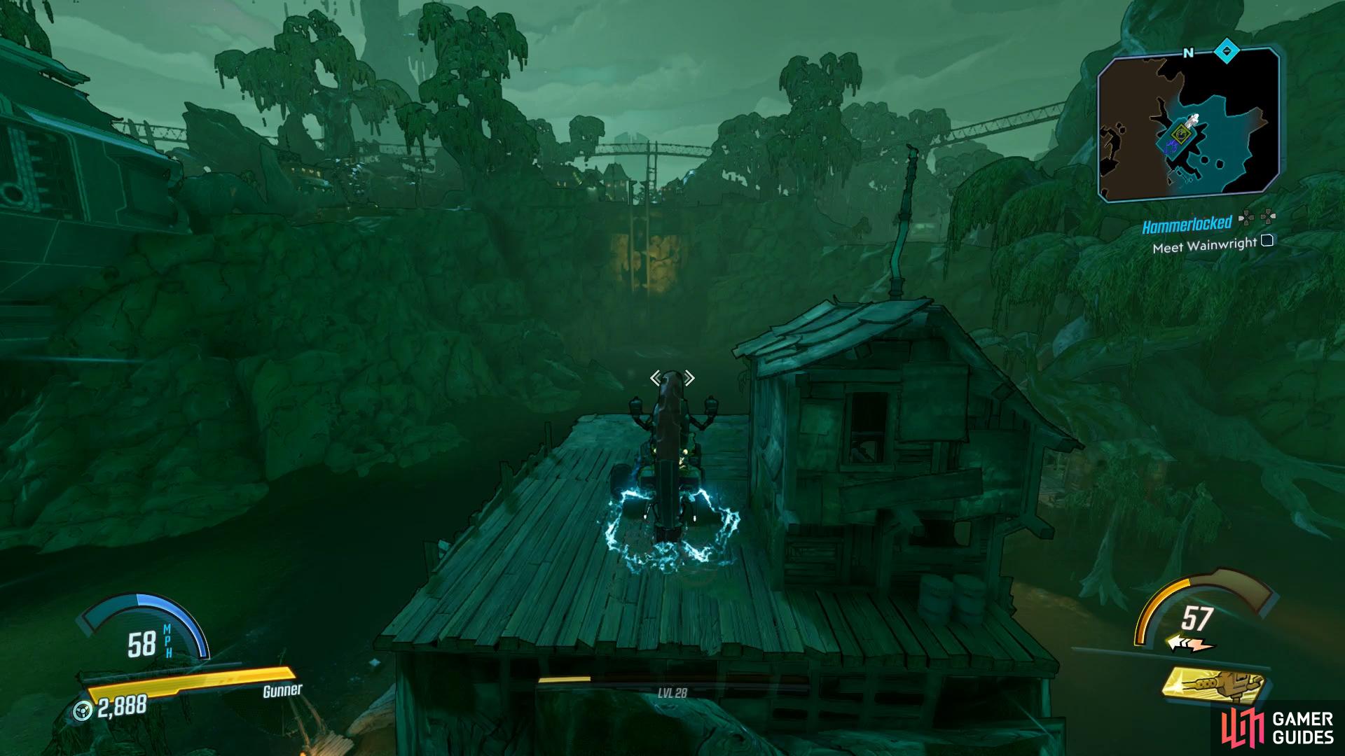 Jump off the ramp at the bottom of Knotty’s Peak to reach this Hijack Vehicle.