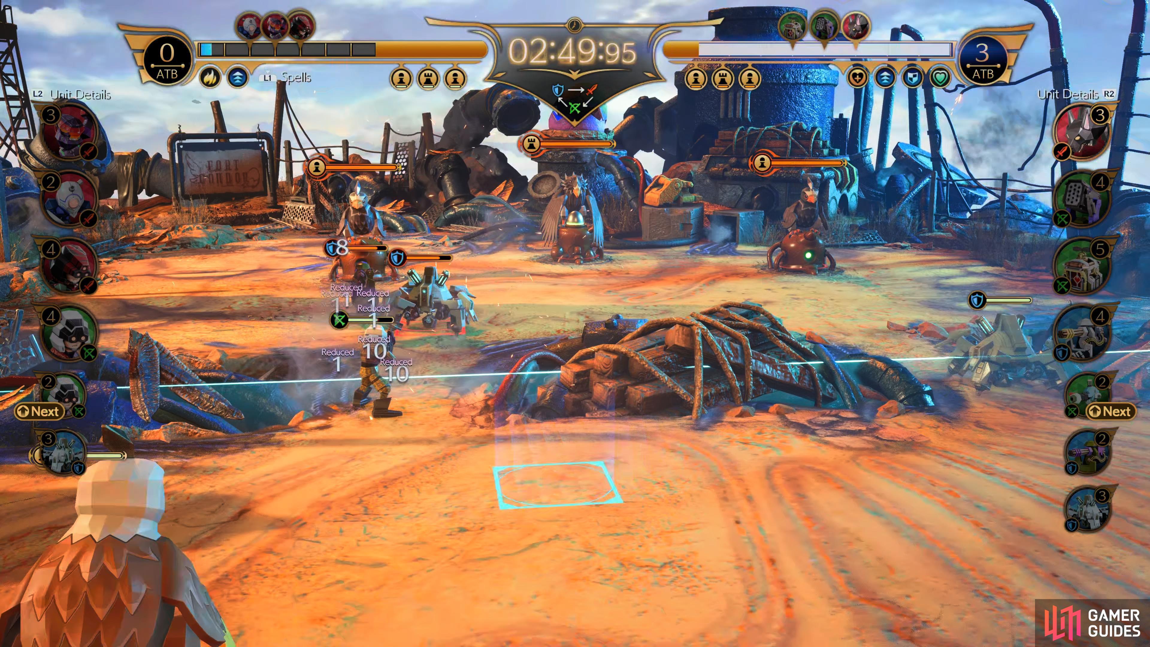 Begin by placing a Grenadier on the left to deal with her first wave of Defense Units