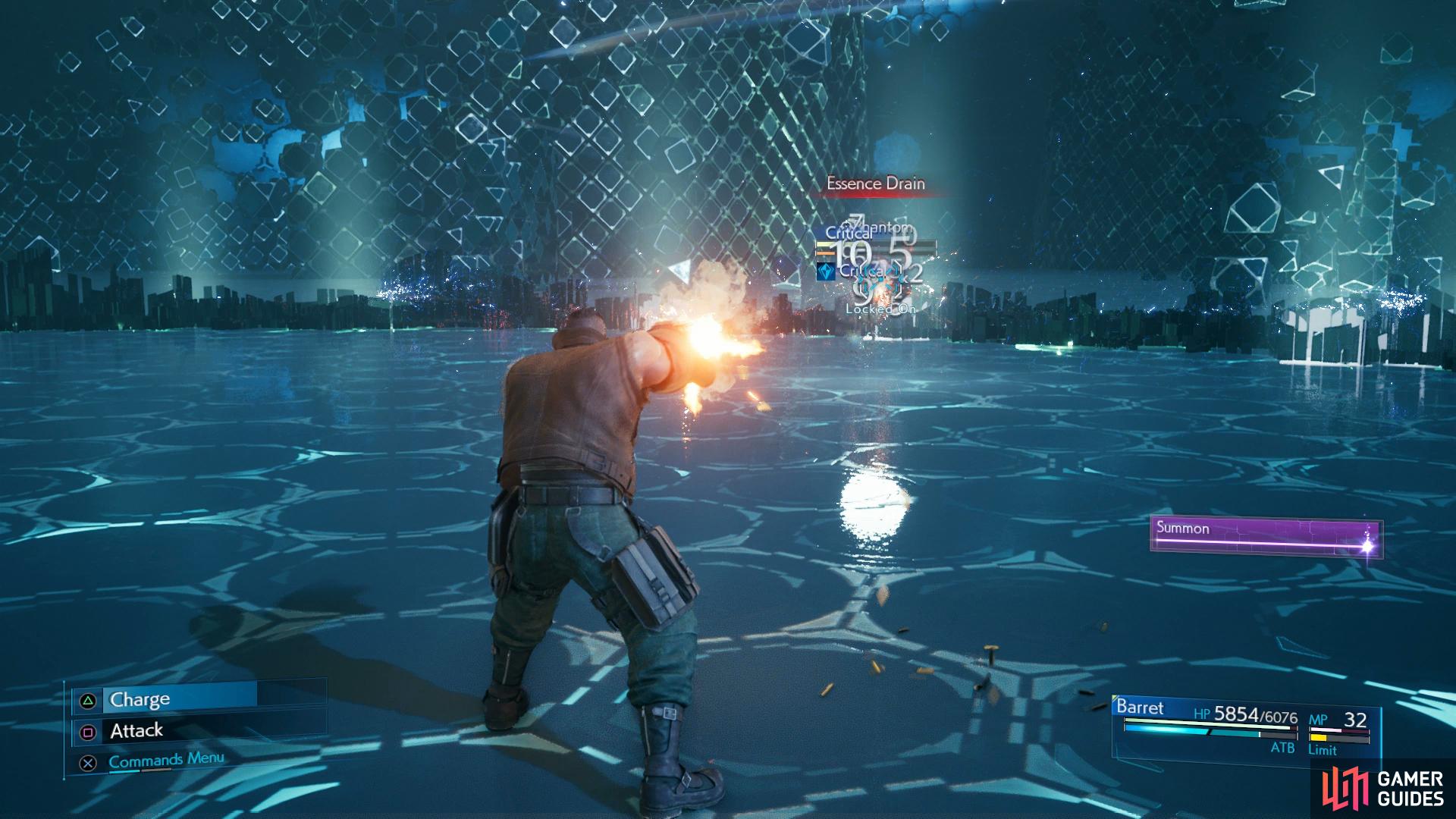 Barret can continue to damage the Phantom while its using Essence Drain.