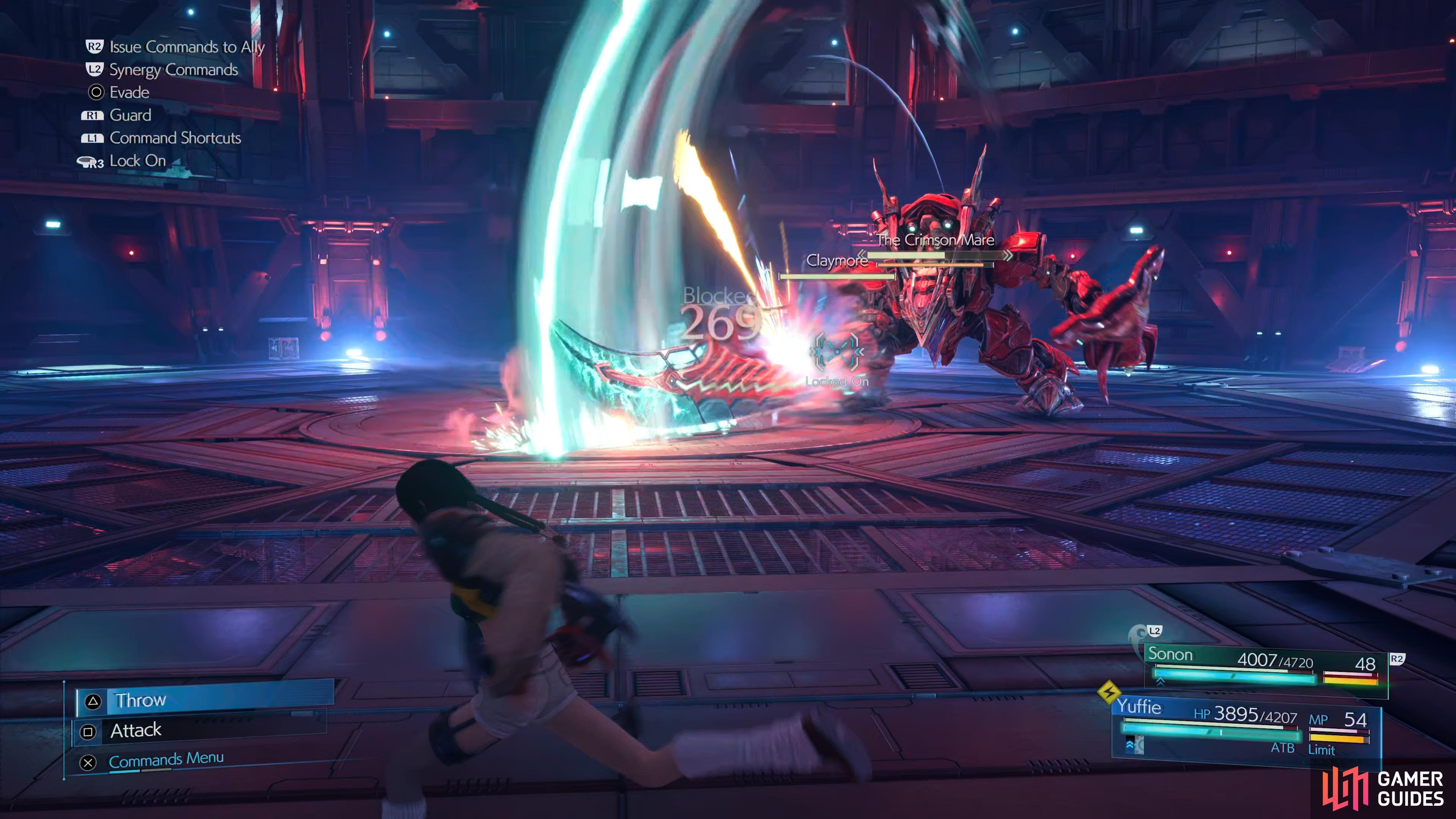 watch for Crimson Mare raising the sword and dodge out of the way of the Claymore Slam