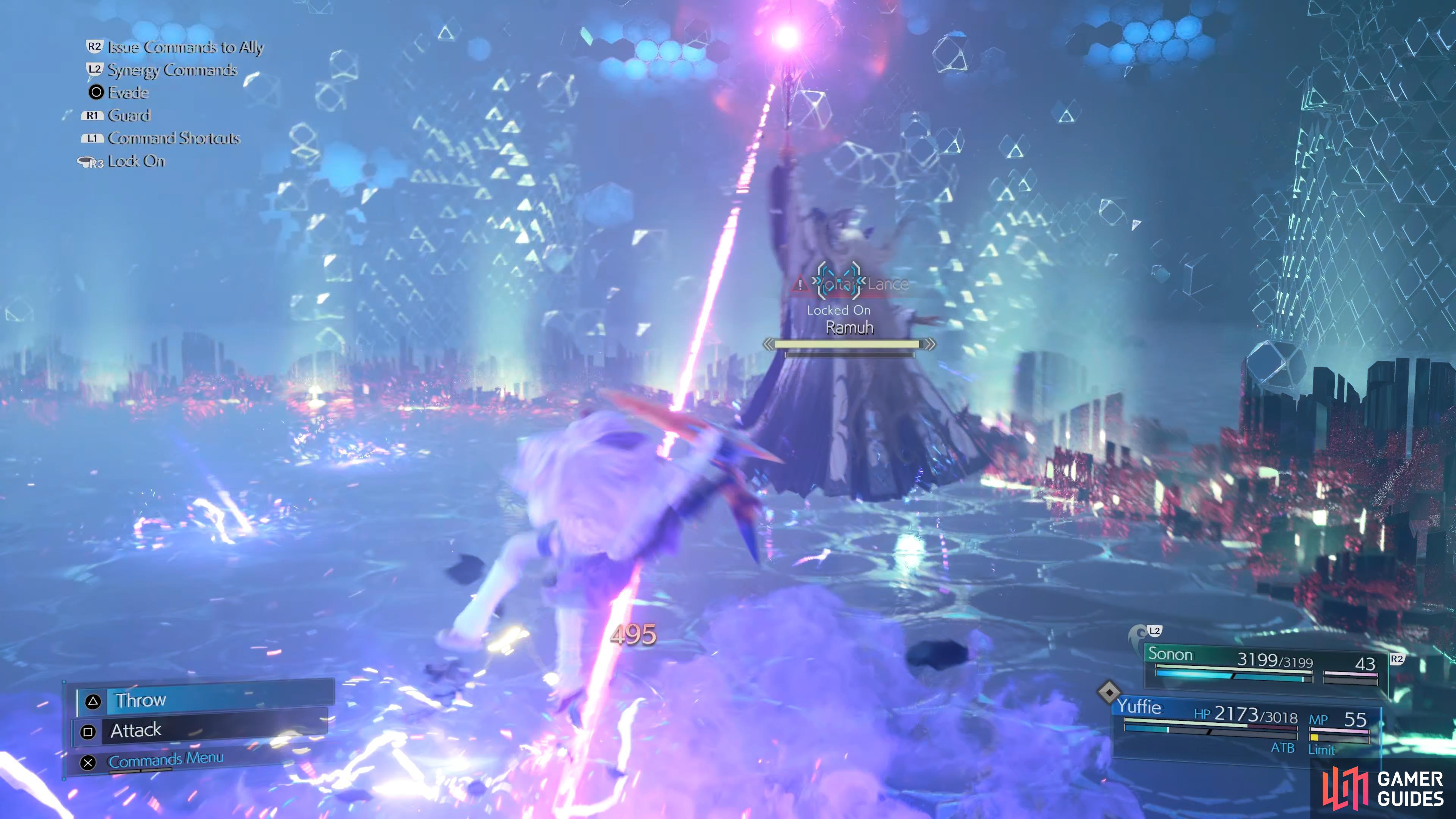 Voltaic Lance is unblockable, wait for the attack to start and dodge at the last moment