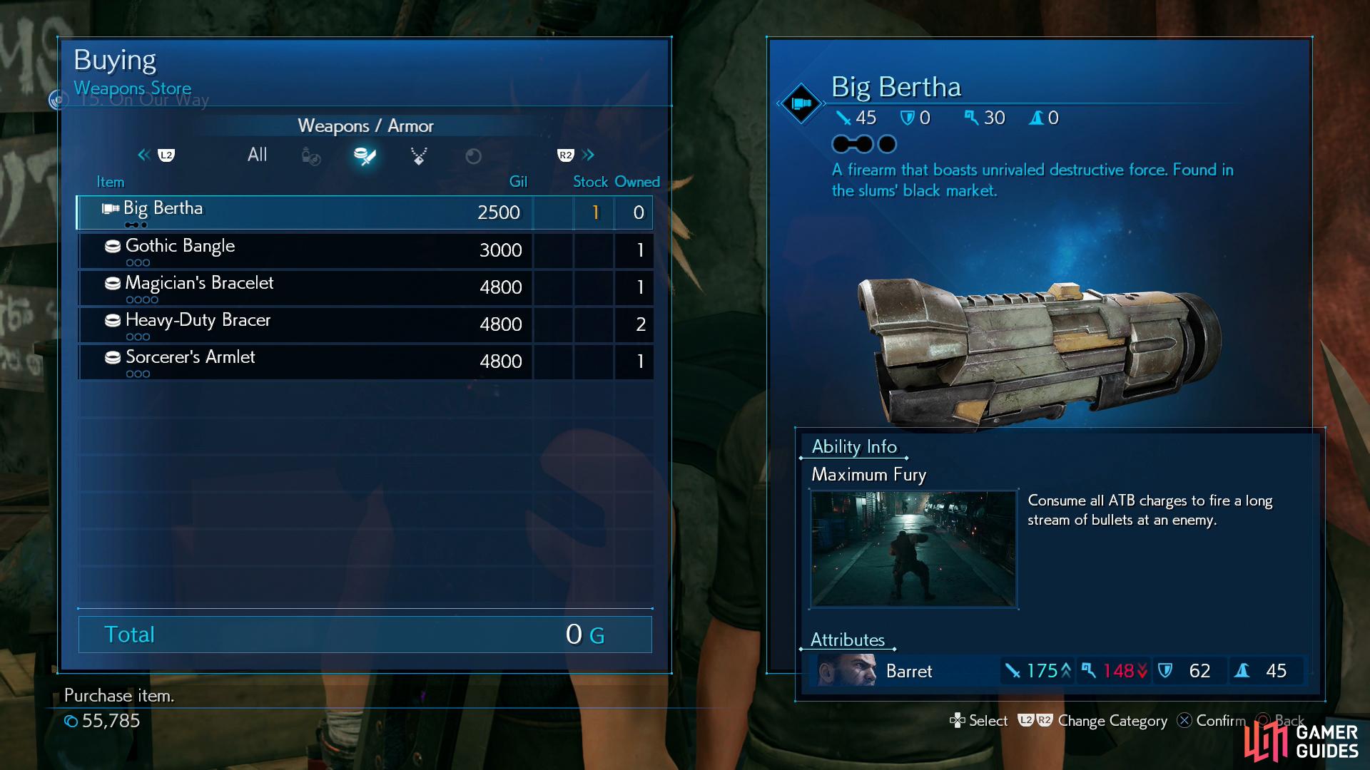 and the Big Bertha weapon for Barret.