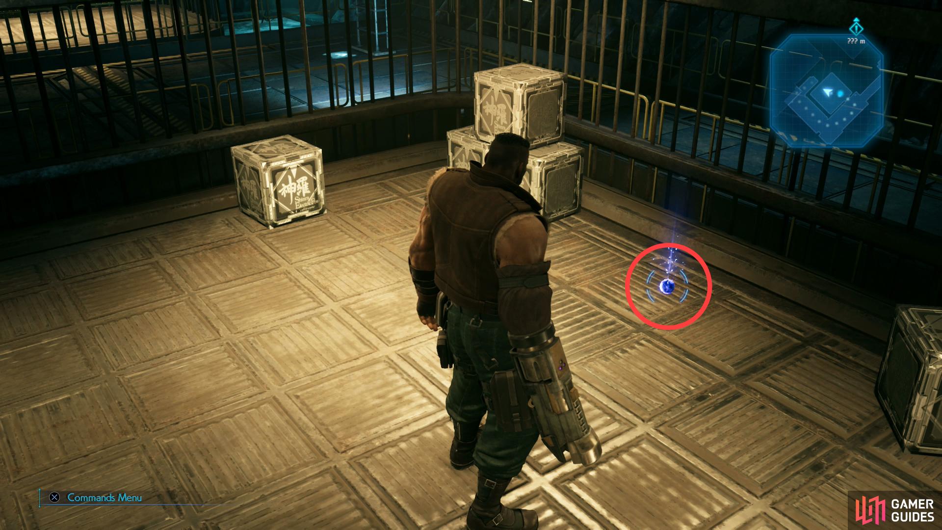 An orb of Warding Materia can be found in another cage.
