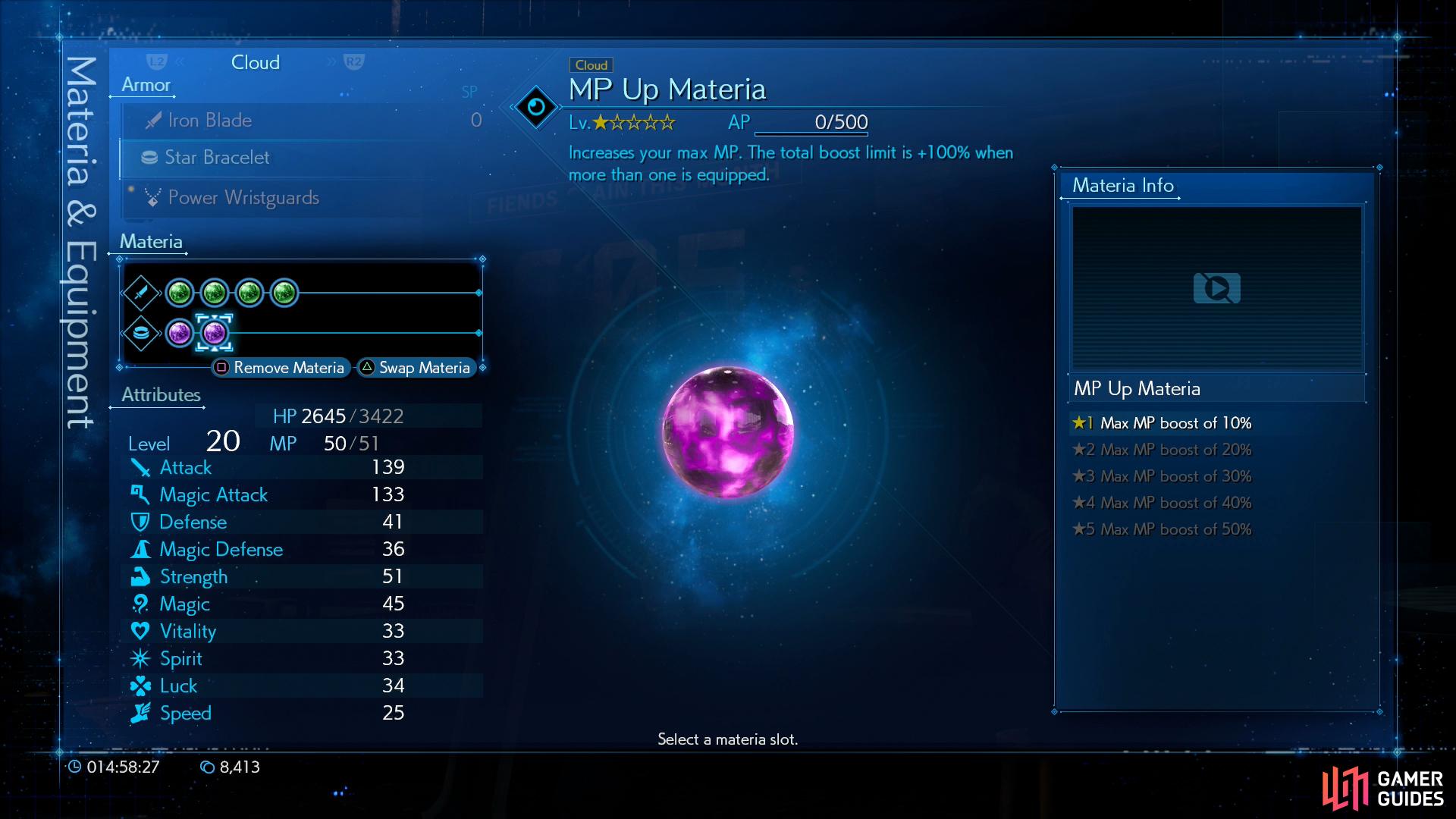 The best of these is easily the MP Up Materia, which will boost your MP by +10% per level.