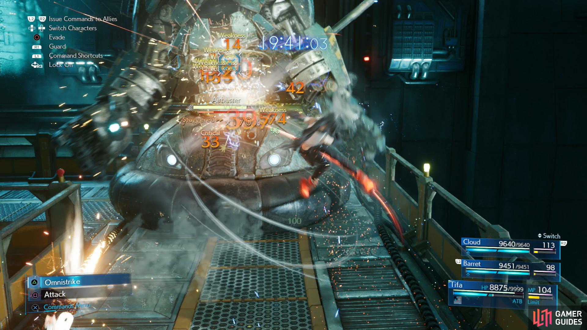 Tifa can inflict massive damage during a Stagger. Use her to send Airbuster to phase two.