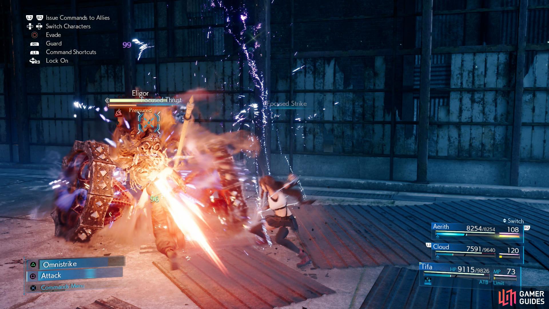 Hit Eligor with Blizzara to pressure him, then attempt to Stagger him.