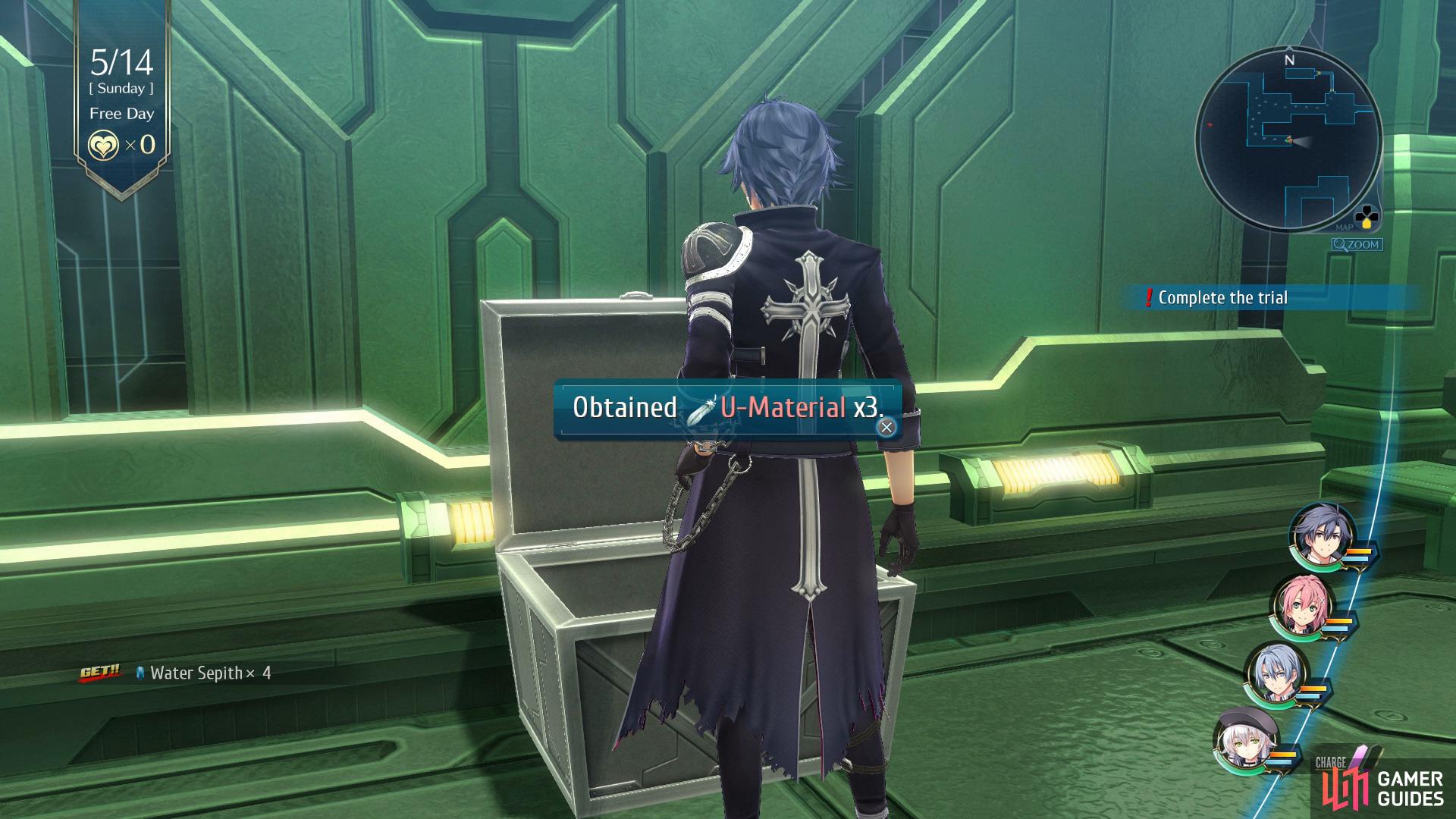 continue following that path along and take the left path to find the second chest with the x3 U-Material inside
