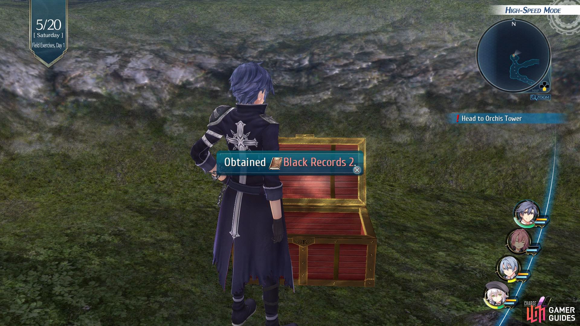 Follow the path to the left to find a Chest with Black Records 2 