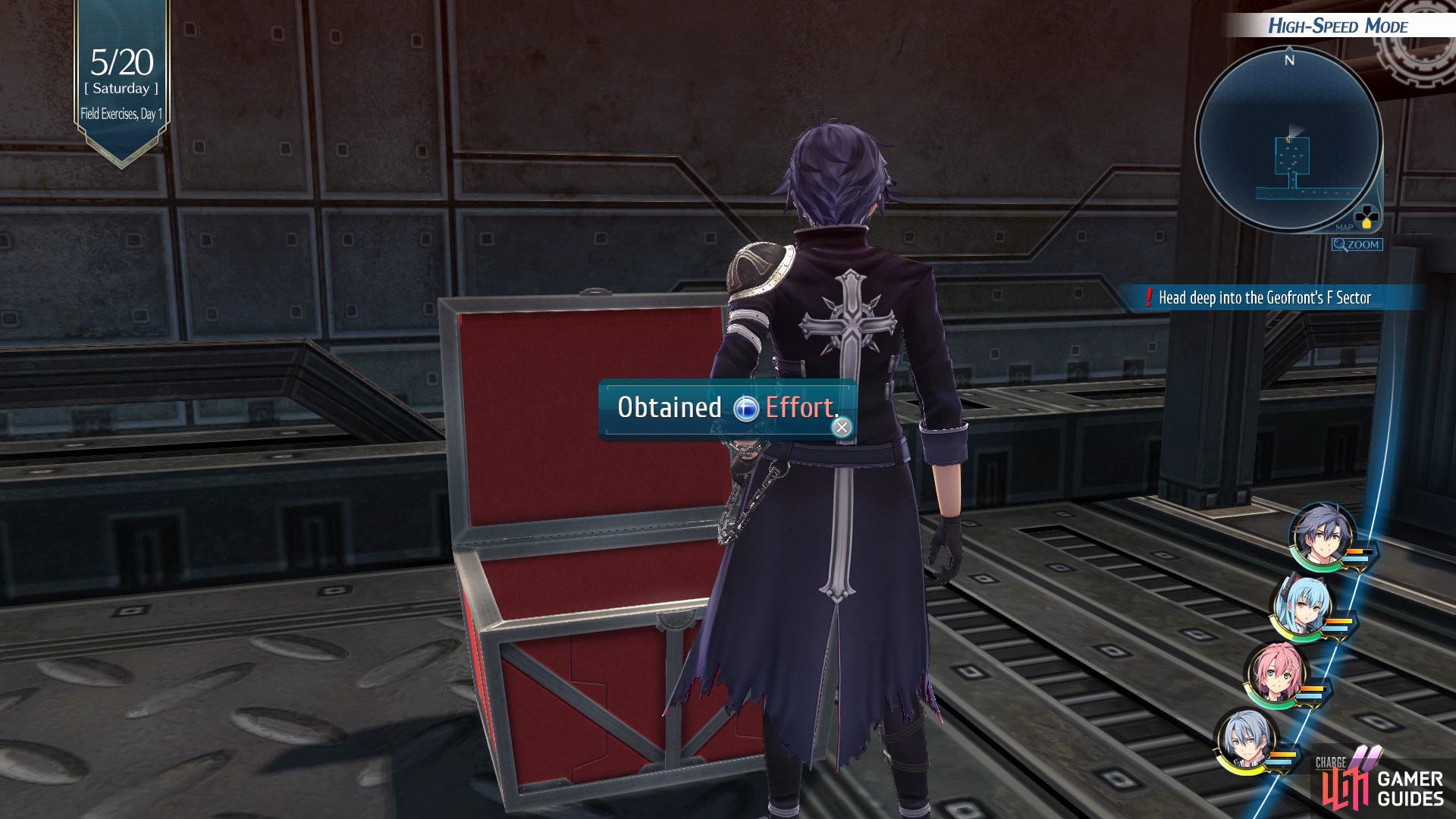 Follow the path ahead and take the first right into a small room with a Chest that contains the Effort Quartz inside