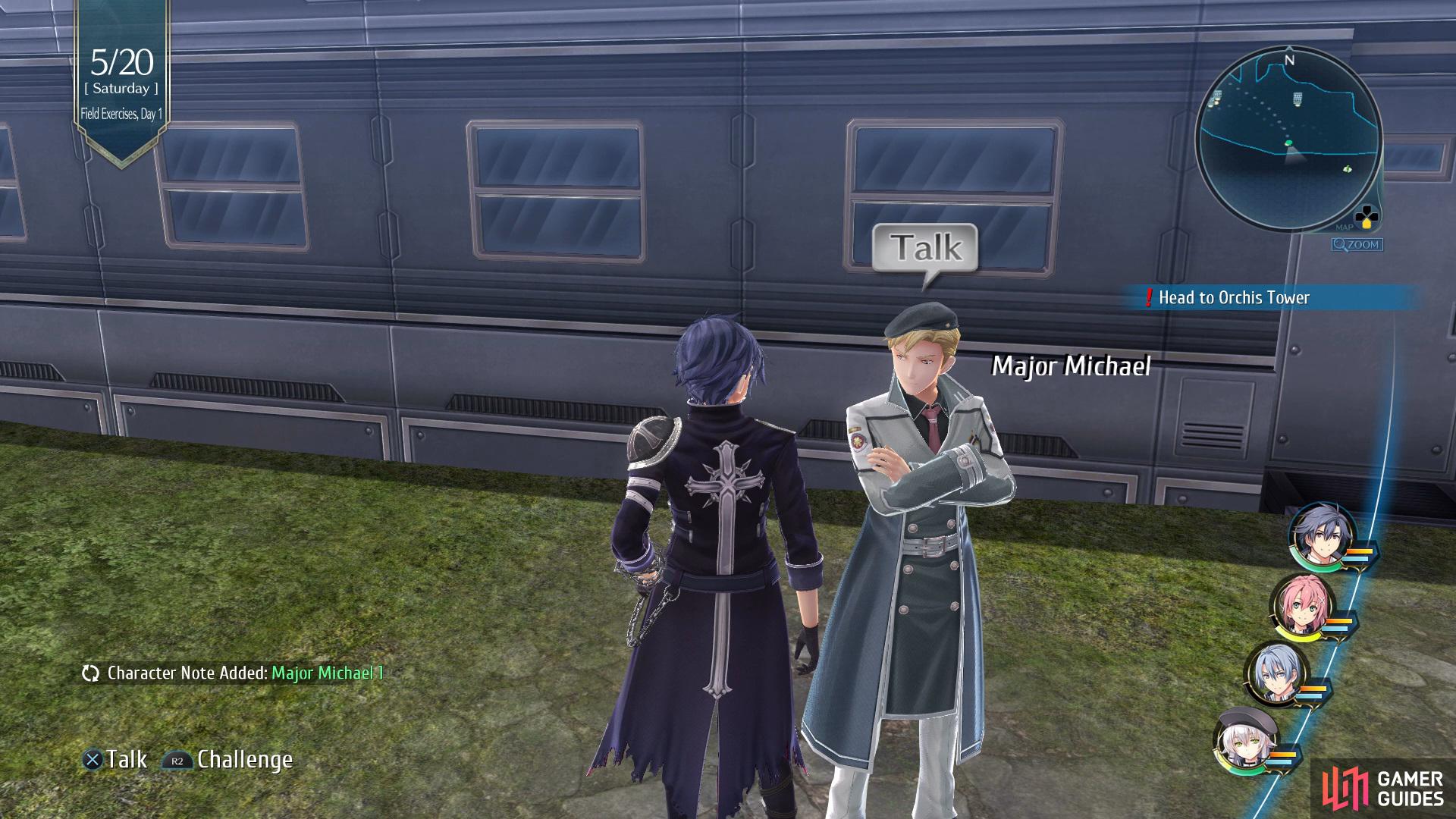 then head outside and speak to Major Michael to get his Character Note.