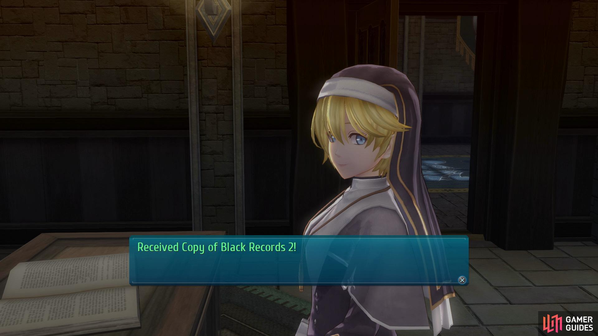 and then go into the Chapel to speak with Rosine to acquire the Black Records 2.