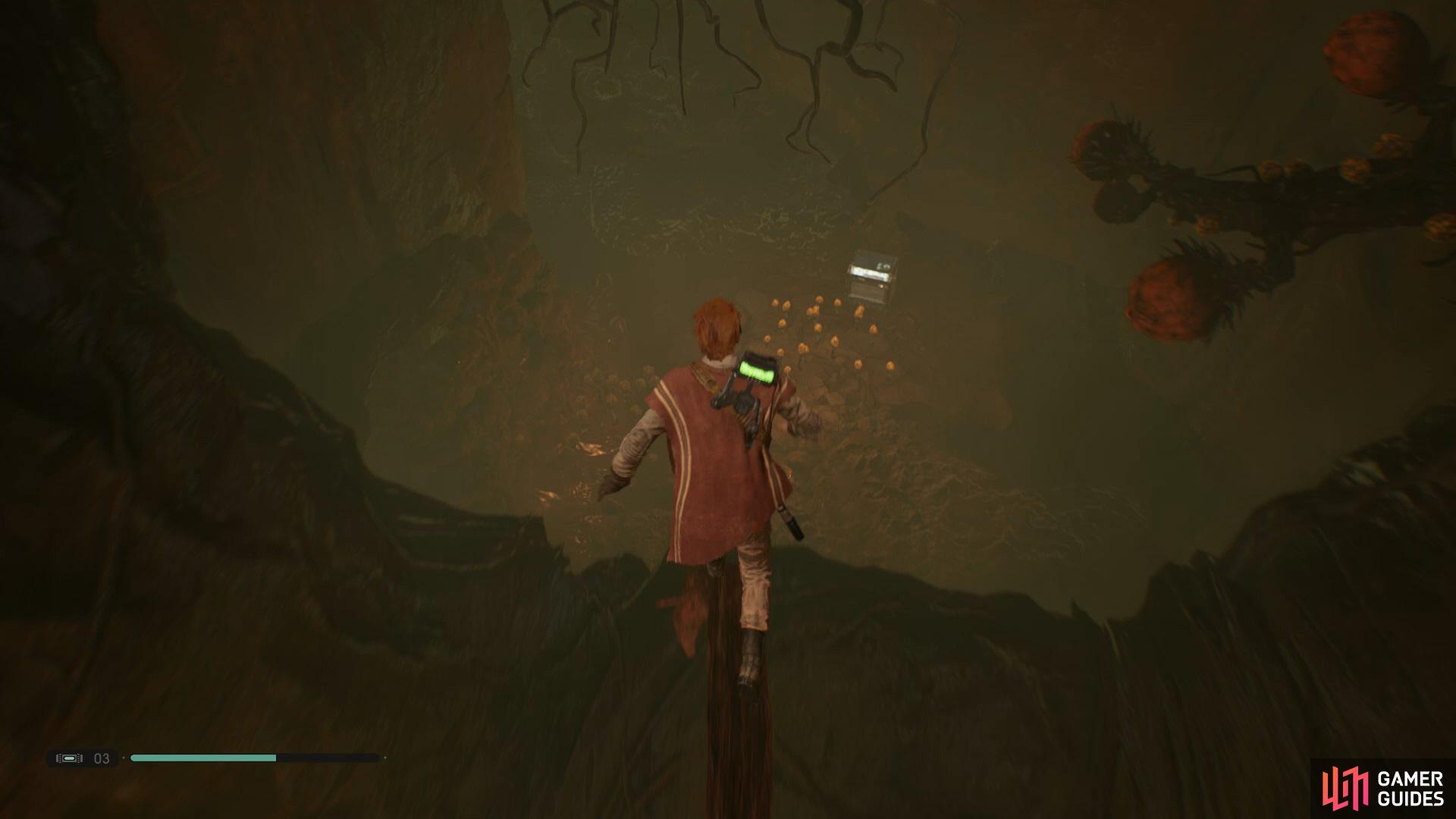 finally climb up to the raised area 