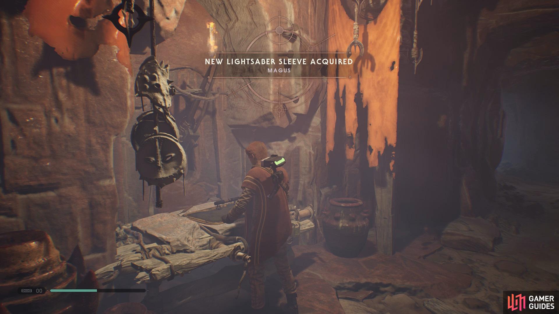 and follow the path around to find a workbench which will give you the Magus Sleeve