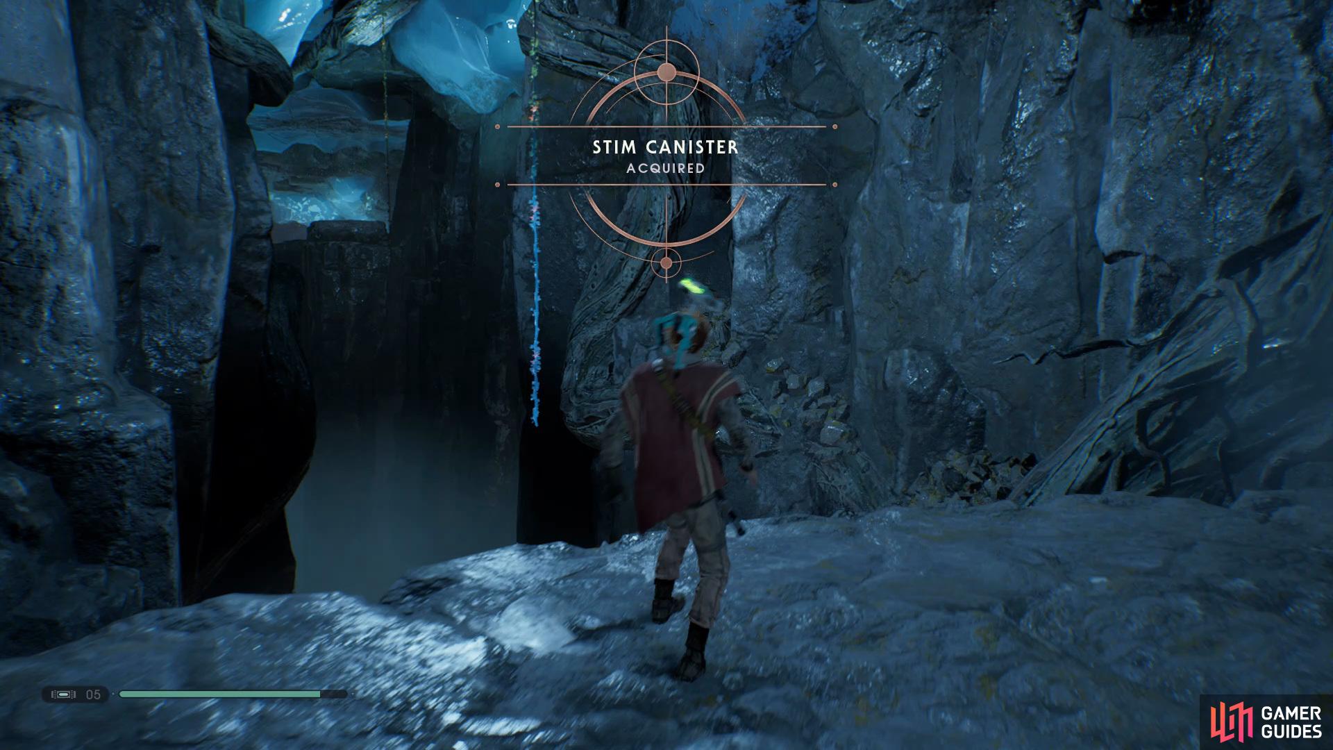 and collect the Stim Canister from the golden Chest in the Ice Caves.