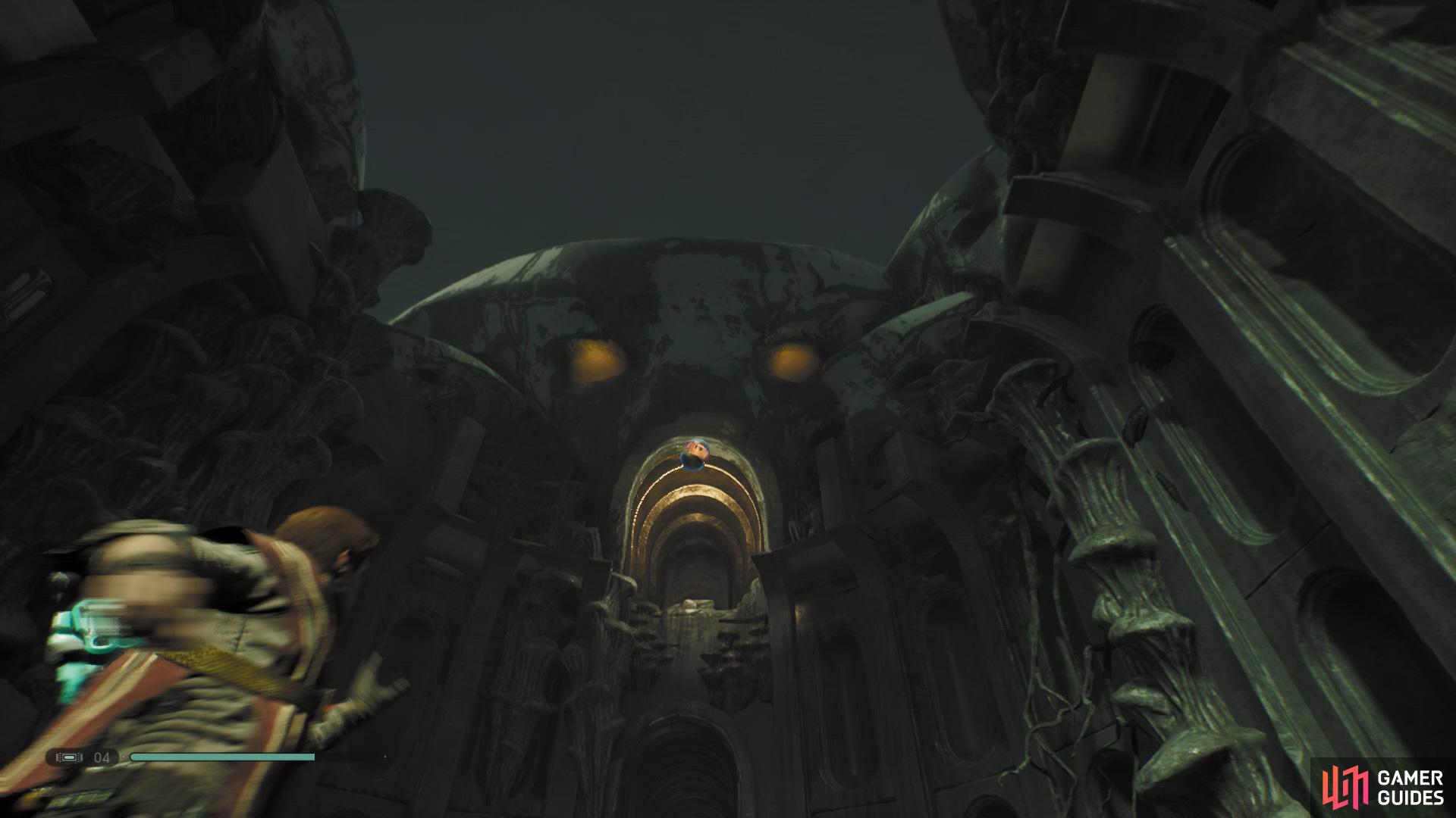 then head outside and throw another lantern into the hole above 