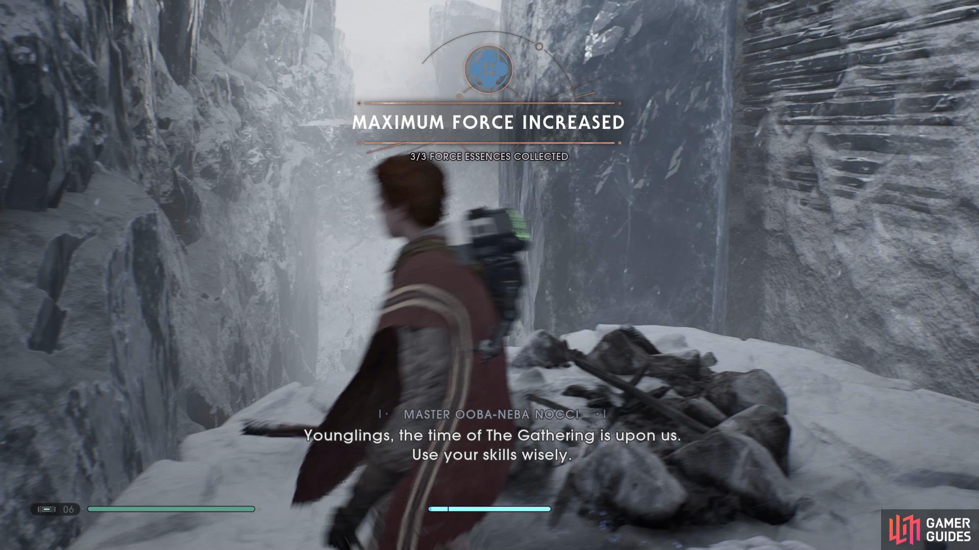You'll be able to find the seventh Force Essence along the right path.