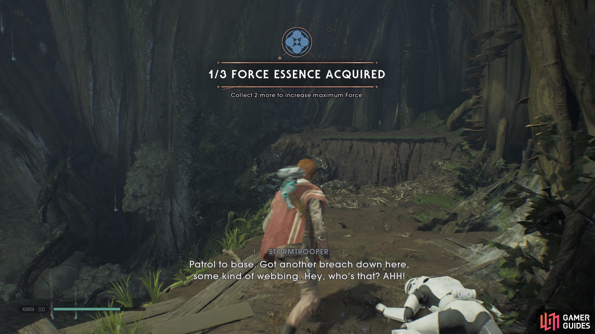 Collect the Force Essence from the back of the room after defeating Albino Wyyyschokk.