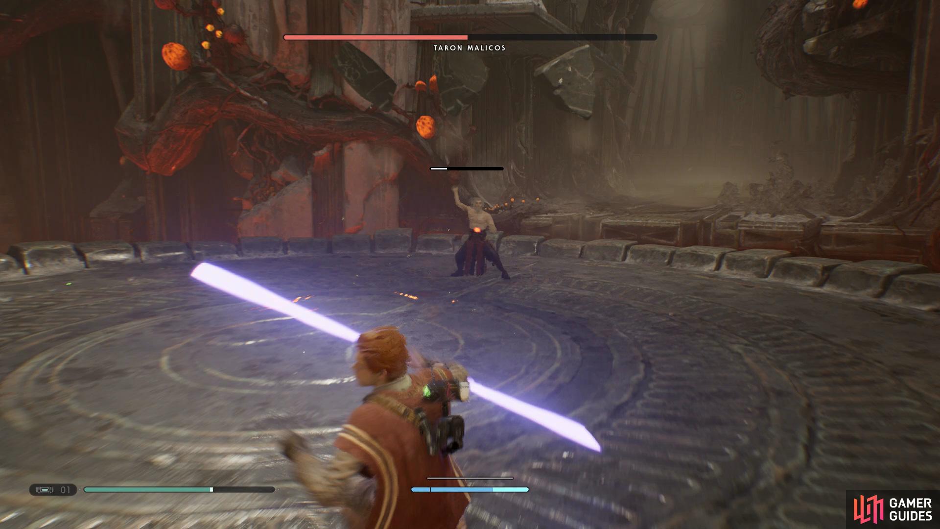 and make sure to dodge the stones he throws at you.