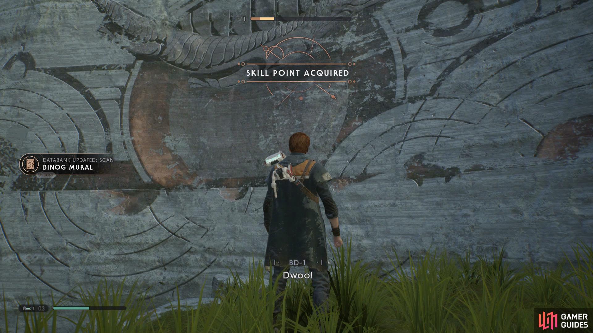 Interact with the wall to get some more information added to the Databank