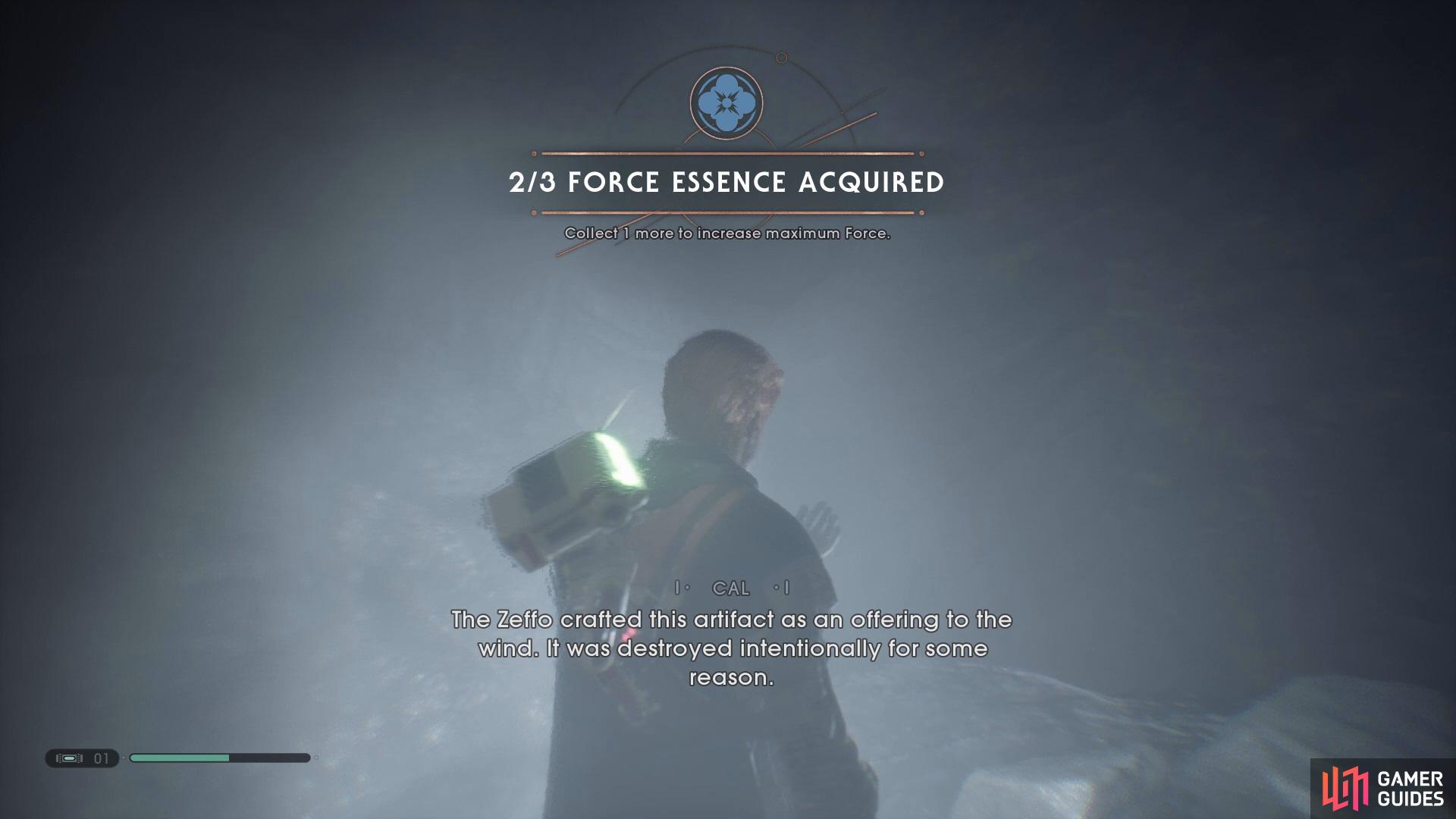 and then interact with it to gain a Force Essence. 