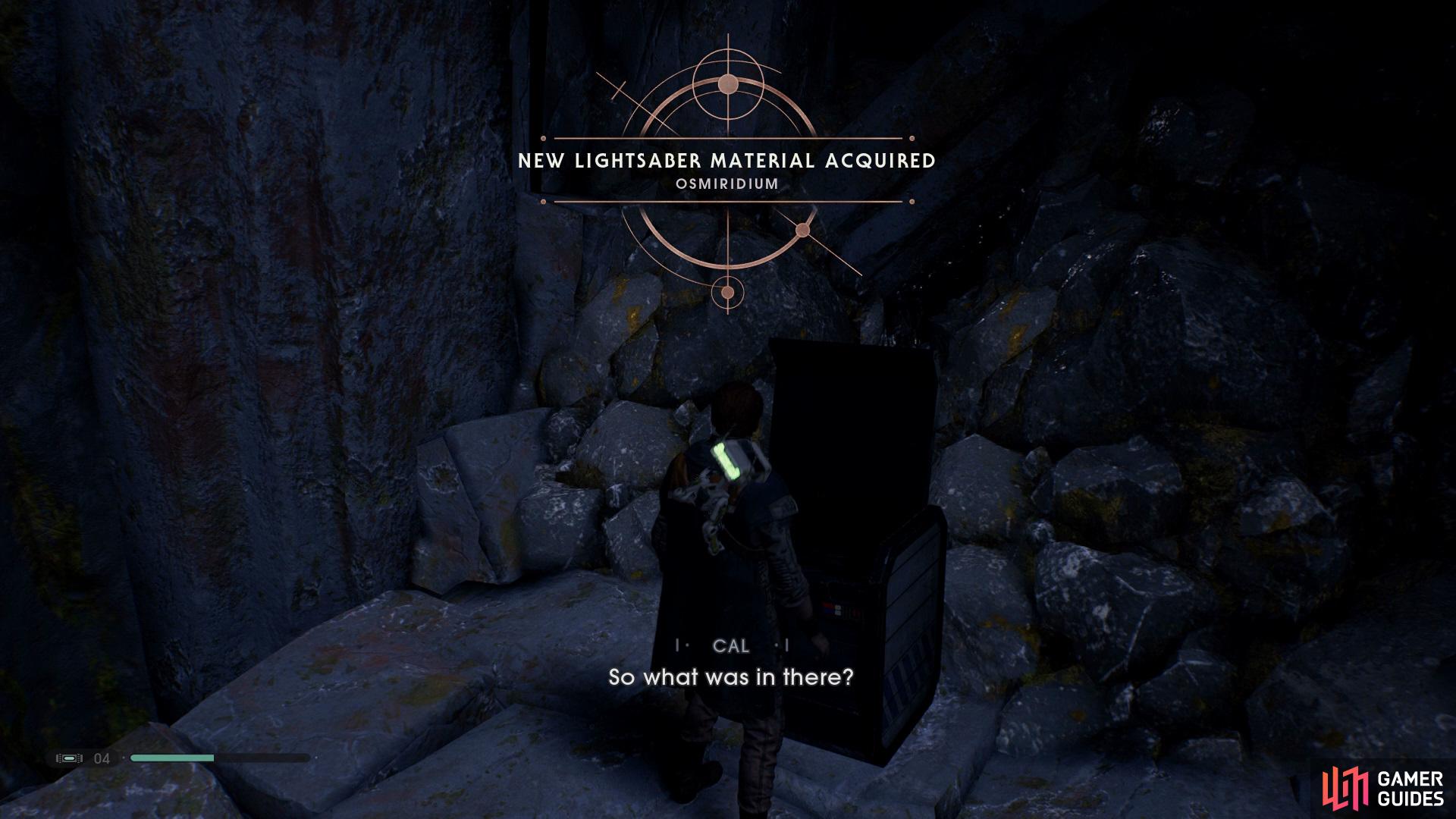that contains the Osmiridium Lightsaber Material inside
