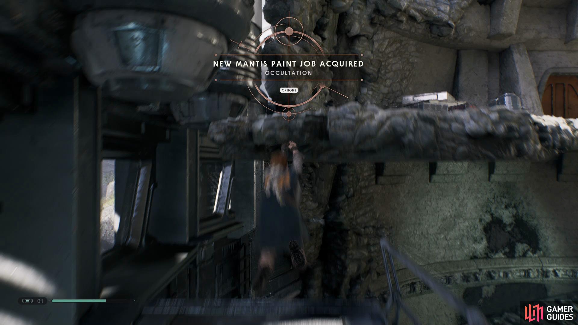now make your way up to find a Chest that contains Occulation Mantis Paint Job