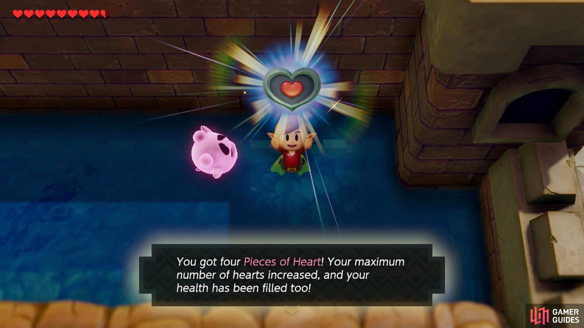 exit the room and climb down a ladder, follow the path around to the left to find find another Piece of Heart.