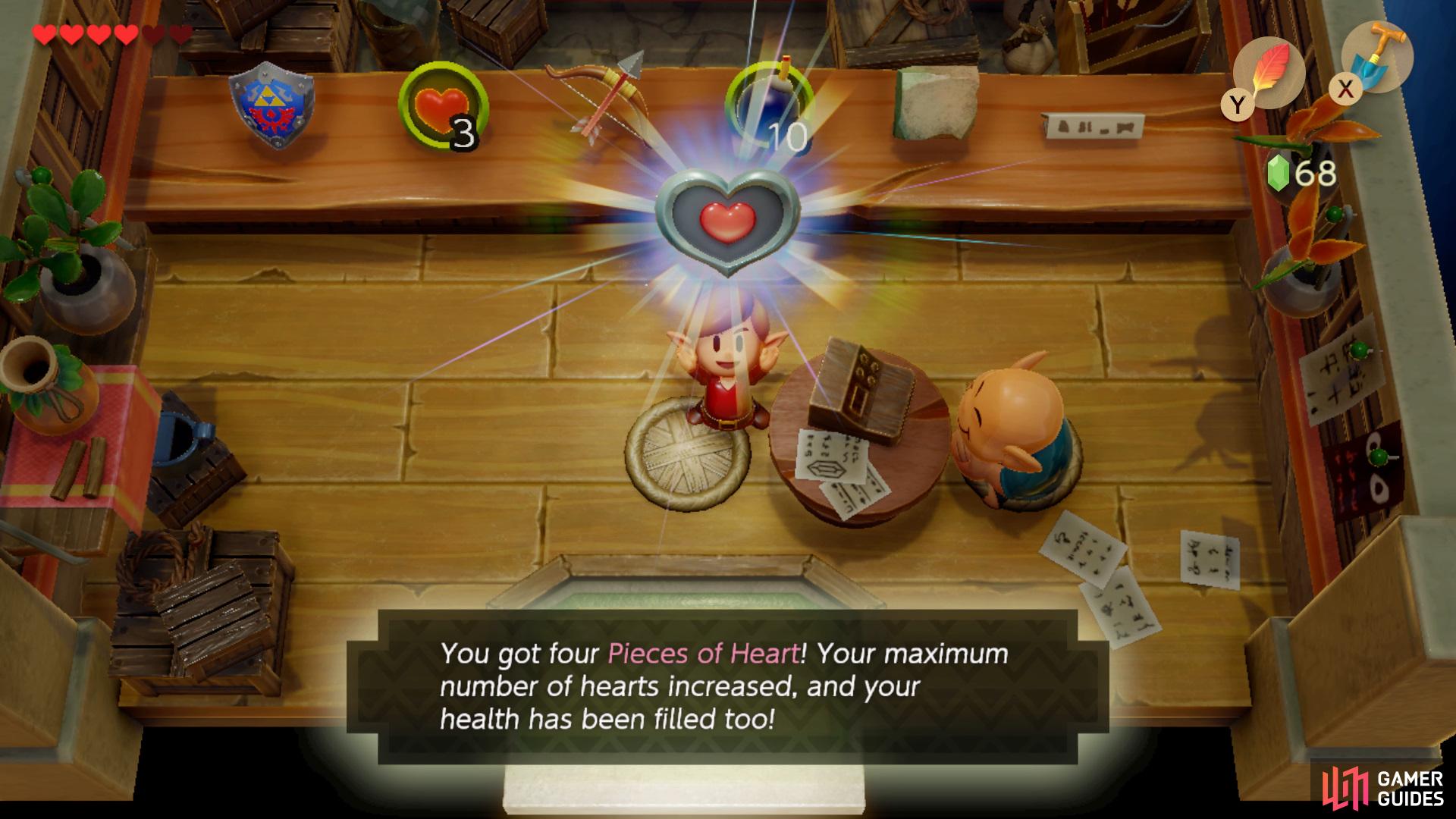 Head into the store in Mabe Village and purchase a Piece of Heart for 200 Rupees.