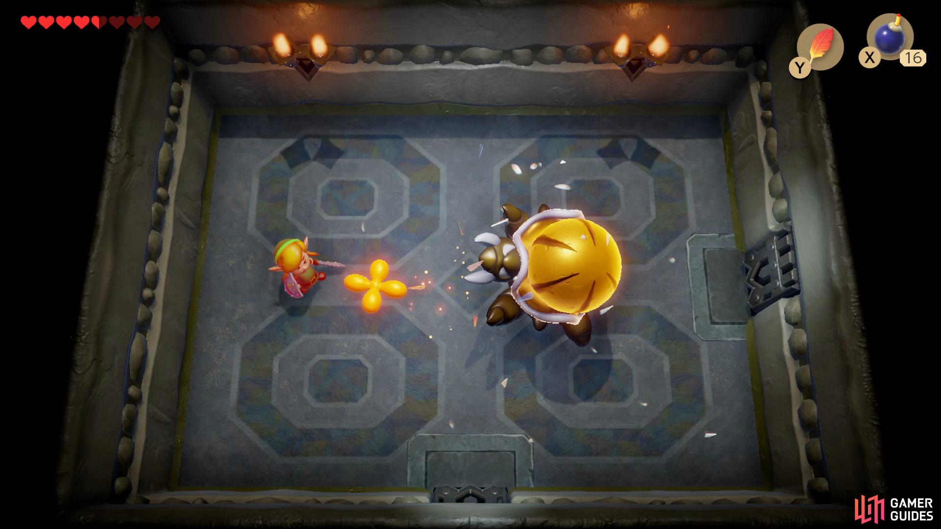 Dodge the Beetle's fire attacks, 